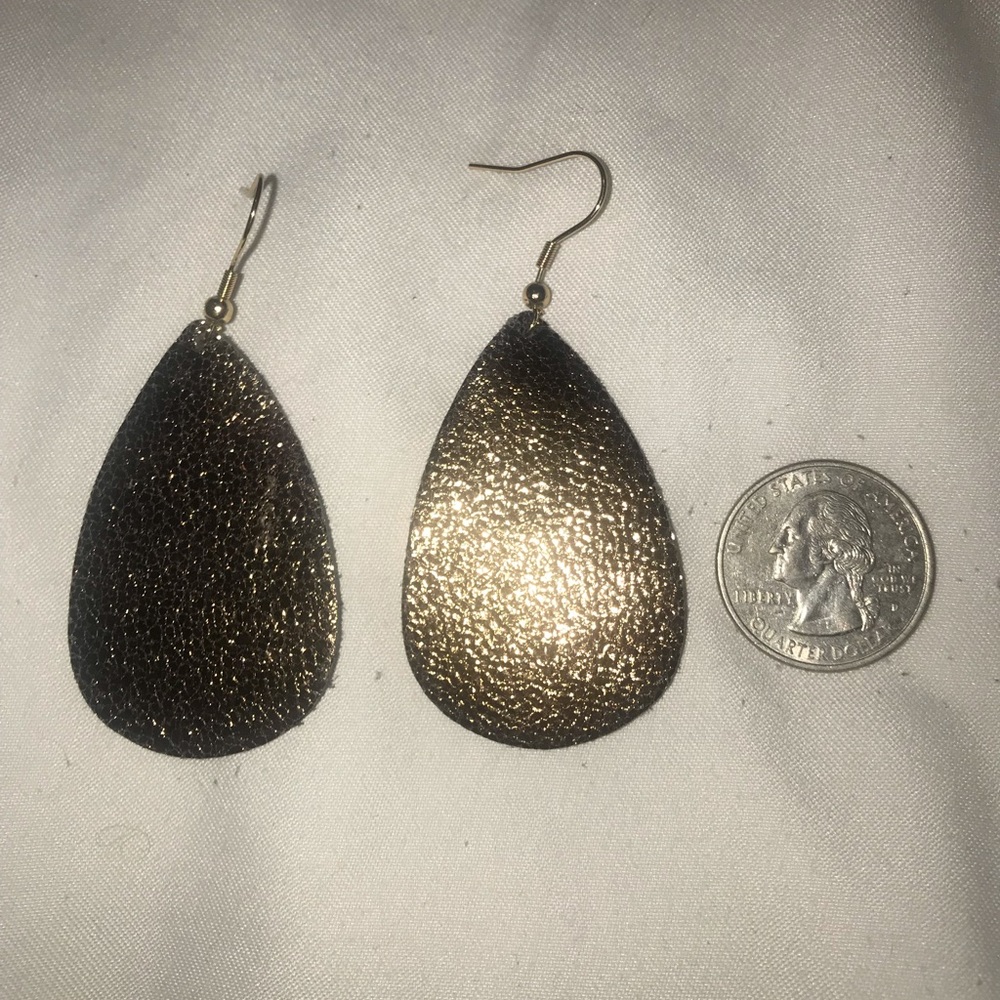 Dark Bronze Leather Earrings